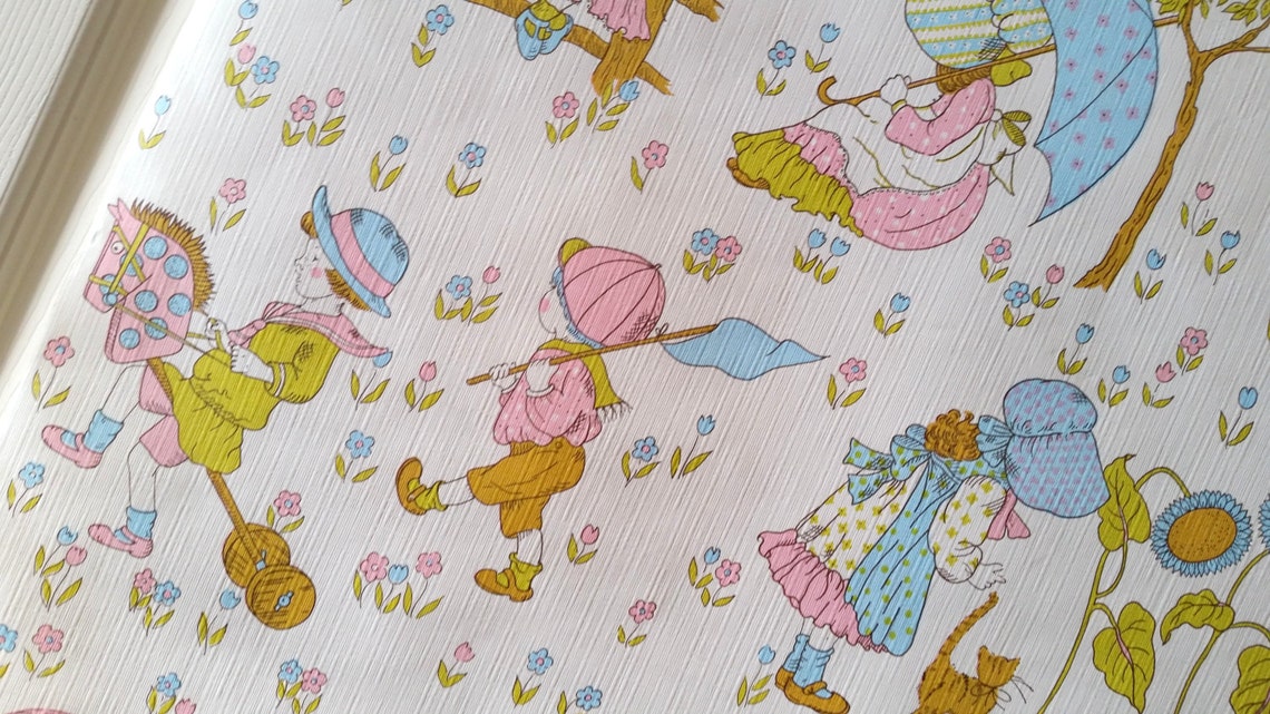 Vintage Childrens Wallpaper Images Packet of Pink Blue Etsy