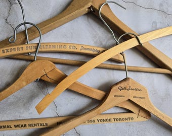 Vintage Wooden Hangers Set of 5, Instant Collection, Set #2