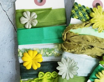 Vintage Green Ribbons and Trims package