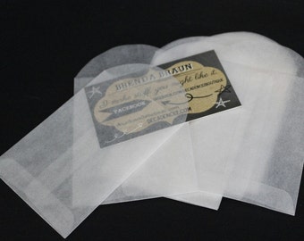 50 Glassine Bag, Glassine Envelope, Translucent Envelope, Packaging, Scrapbook Insert, 2 3/4" x 3 3/4", Business Card Envelope, Craft Supply