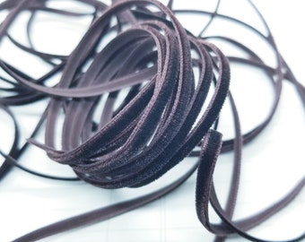 Dark Brown 4 mm 1/8 inch Polyester Velvet Ribbon- 2 Yards