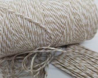 beige & White 4 Ply Bakers Twine - 10 Yards for packaging, artwork, collage, assemblage
