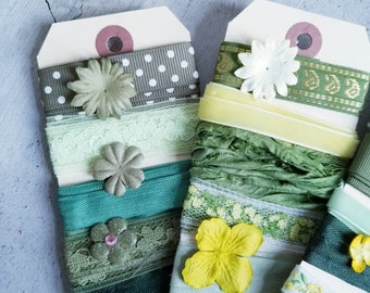 Vintage Green Ribbons and Trims package