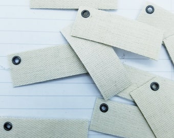 Blank Canvas Tags- Fabric tags grommets, pack of 10