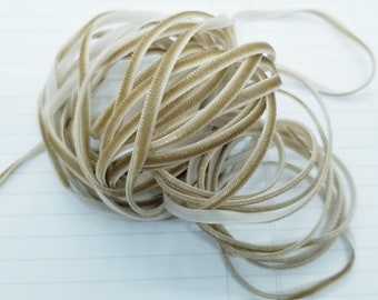 Antique Gold 4 mm 1/8 inch Polyester Velvet Ribbon- 2 Yards