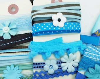 Vintage Blue Ribbons and Trims package