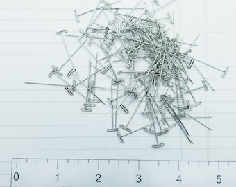 100 Silver T Pins: 30mm Straight Quilting Pins