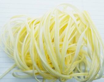Buttercream Yellow 4 mm 1/8 inch Polyester Velvet Ribbon- 2 Yards