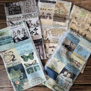 Tim Holtz Collage Fabric Strips-5 inches wide- Junk Journals, Assemblage, Collage