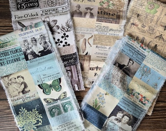 Tim Holtz Collage Fabric Strips-5 inches wide- Junk Journals, Assemblage, Collage