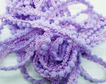 Lavender Purple 3/8 inch Mini Polyester bobble Pom Pom Ribbon- 2 Yards