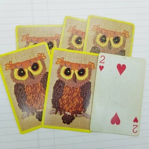 Owl cartes à jouer, vintage Owl Cards- Ensemble de 6 cartes