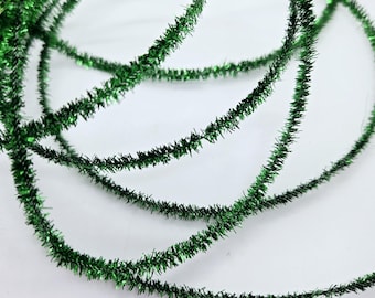 NEW! Green Metallic Sparkly Wired Tinsel Ribbon- 2 Yards