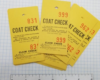 Vintage Coat Check Tickets- Set of 20 Paper Ephemera