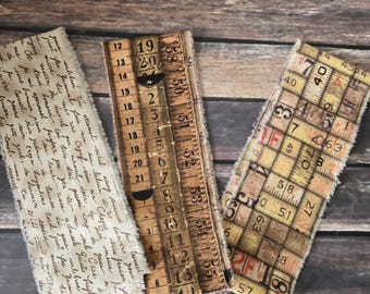 Tim Holtz Fabric Strips Vintage Style-3 inches wide- Junk Journals, Assemblage, Collage