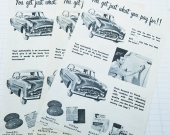 Vintage Car Repair Receipt, Invoice, Bear-Brand Body Shop Supplies, Vintage Advertising Paper