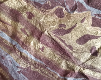 Hand marbled Brown, Silver and Gold- Large Sheet- Handmade Paper sheet