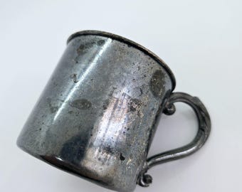 Vintage Engraved Baby Cup- VALERIE- Silver Plated Cup