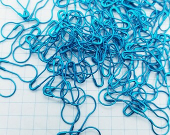 100 Metallic Blue Gourd Safety Pins: 20mm Sewing Pins