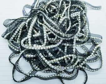 Rhinestone strips- 1 yard pieces- Black mesh base with set rhinestones