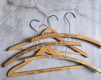 Vintage Wooden Hangers Set of 5, Instant Collection, Set #3