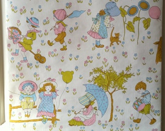 Vintage Childrens Wallpaper Images- Packet of Pink, Blue Sunbonnet Children Wallpaper, Collage, Assemblage, Paper Cuts, Decoupage Papers