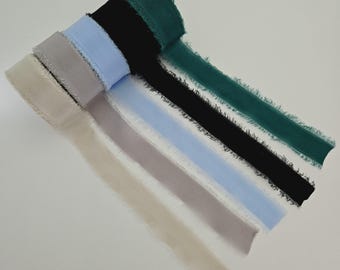 100% Silk Crepe Ribbon- 5/8"- 3 Yards- Scrapbooking, Embroidery, Stitch Arts