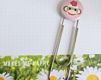 Sock monkey, coffee lover, Marie Antoinette Bookmark,  Paper Clip, Planner, Book Supplies