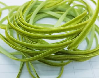 Olive green 4 mm 1/8 inch Polyester Velvet Ribbon- 2 Yards