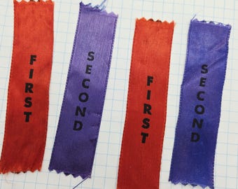 Vintage Award Ribbons- First, Second. Set of 4