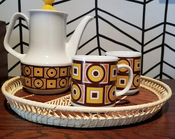 Vintage SienaWare Coffee Set 60s 70s Vintage Mid Century Modern Espresso Set