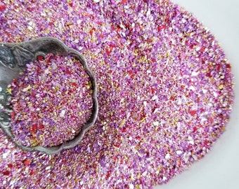 Mixed Berry German Glass Glitter- half ounce Chunky Mixed Color Glass Glitter for Collage, Artisan, Paper Crafting, Shabby Pretty