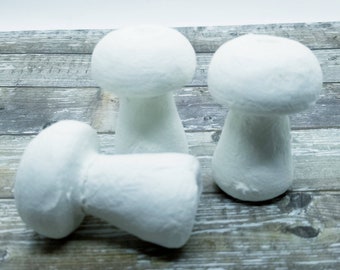 3 Large Spun Cotton Mushroom- 60 MM tall- Ready to Paint set of 3