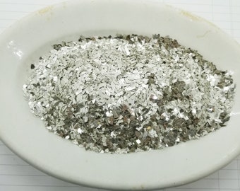 Silver Super Shards German Glass Glitter- half ounce Chunky Silver Glass Glitter for Collage, Artisan, Paper Crafting, Shabby Pretty