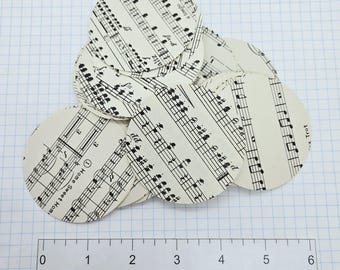 Vintage Music Sheets Punched Circles- 2 1/2 inches, Pkg of 50