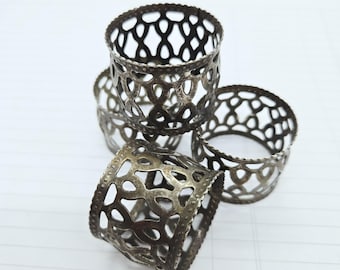 Vintage Silver Plate Filigree Napkin Holders- Set of 4