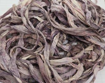 NEW! Smoky Llilac Purple Sari Silk Ribbon: Torn Edge Junk Journal Supply (4 Yards)
