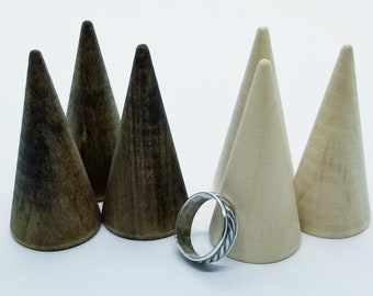 Wood Ring Display Cones: Minimalist Jewelry Holders, Set of 3