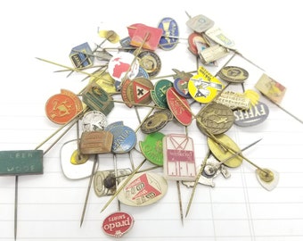 Vintage European Advertising Pins: Food & Product Promo Pins, Set of 10