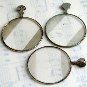 Optical Lens Pkg of 3 Vintage Optician Lenses with Frosted Sections for Assemblage & Collage Art image 7