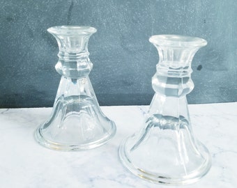 Glass Candle Holders: Classic Decor, Solid Pair