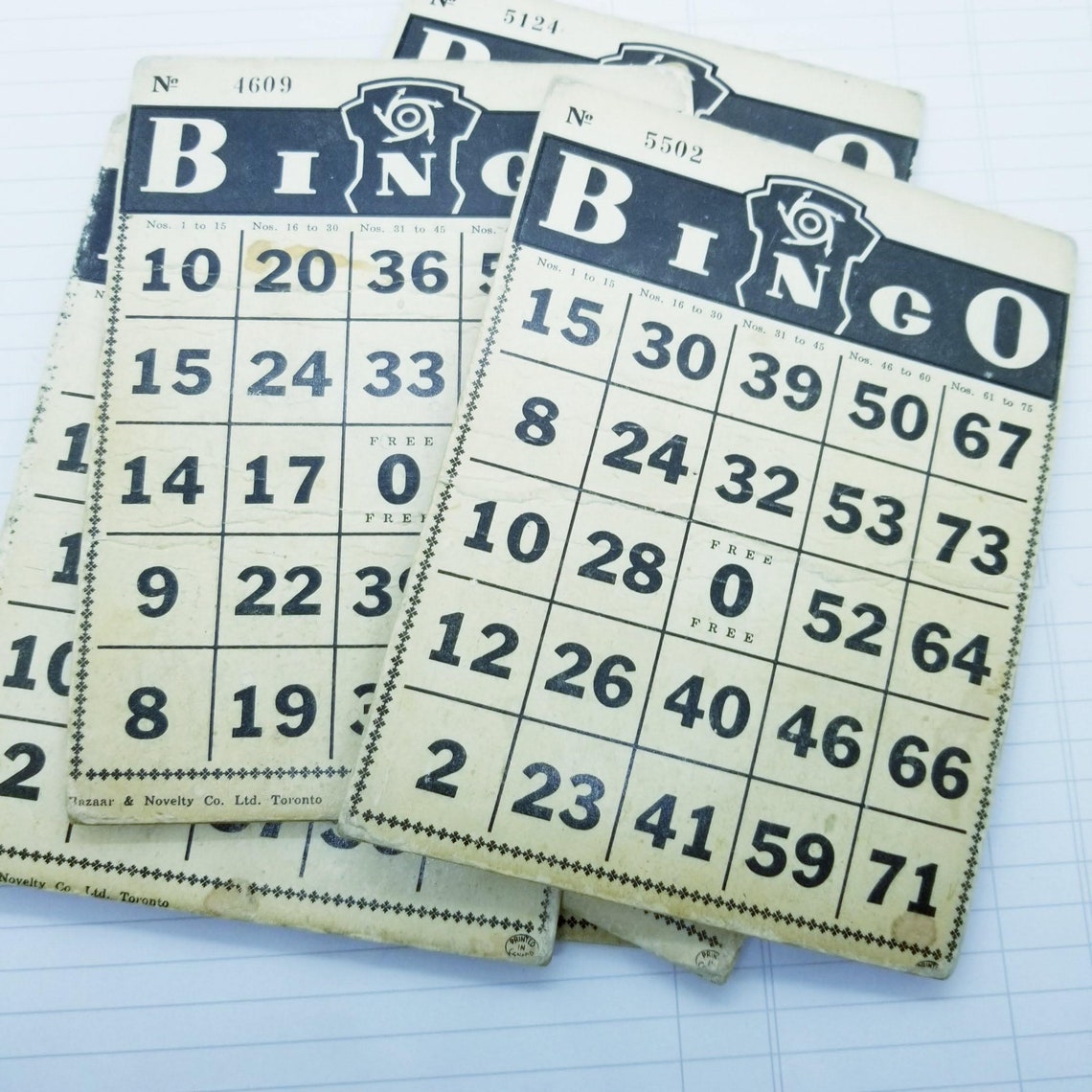 Heavy Cardboard Bingo Cards Package of 2 With Black Backs Etsy Canada