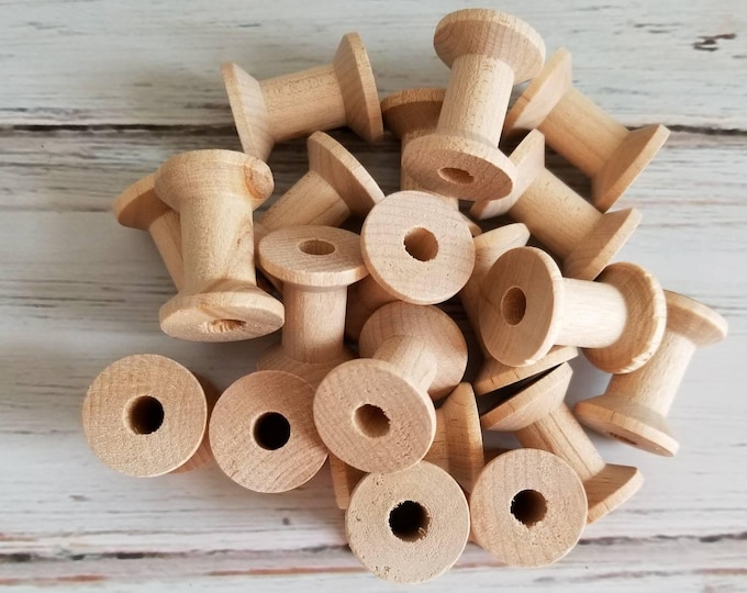 20 Wooden Spools 1 Inch Wooden Spools for Crafts Ribbon Etsy