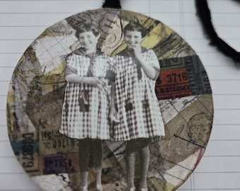 Pretty Twins Paper Mache Ornament