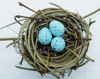 Small Blue or Pink Styrofoam Birds Eggs- Speckled Eggs- Dozen Mini bird eggs- Cottagecore