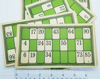 Heavy Cardboard Bingo/Lotto Cards- Package of 2 green and white cards