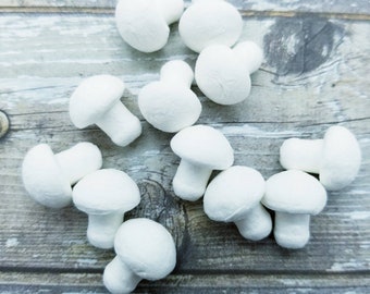 12 Mini Spun Cotton Mushrooms- 14 MM cotton craft supplies