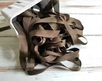 5 yards Chocolate Brown Seam Binding. Packaging, Scrapbooking, Shabby Pretty Embellishment