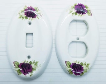 Ceramic Rose Floral Outlet or Switch Covers- Romantic Homes, Floral Decor