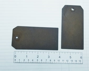2 Rusty Metal Tags: Industrial Vintage Style (4.25x2.25 inches)